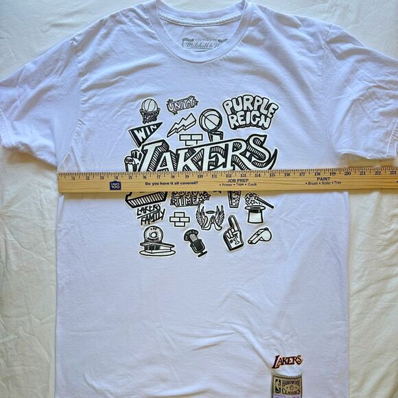 Mitchell & Ness NBA Los Angeles Lakers Doodle White T-Shirt Adult Mens L Large - Picture 7 of 9